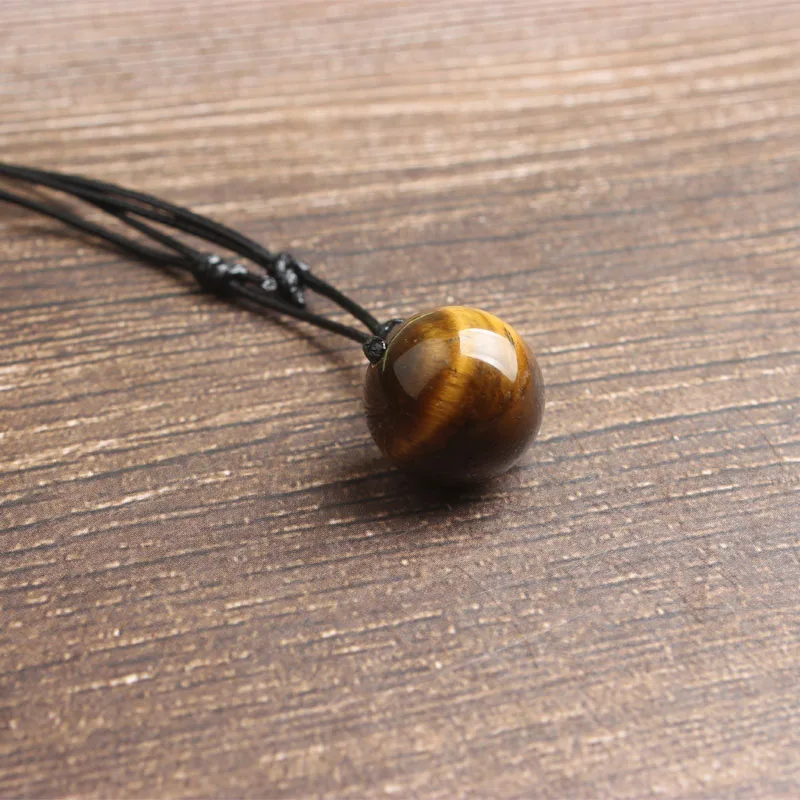 

LanLi natural Jewelry 16mm Adjustable size yellow tiger eye drawstring necklace Fashion accessories for men and women