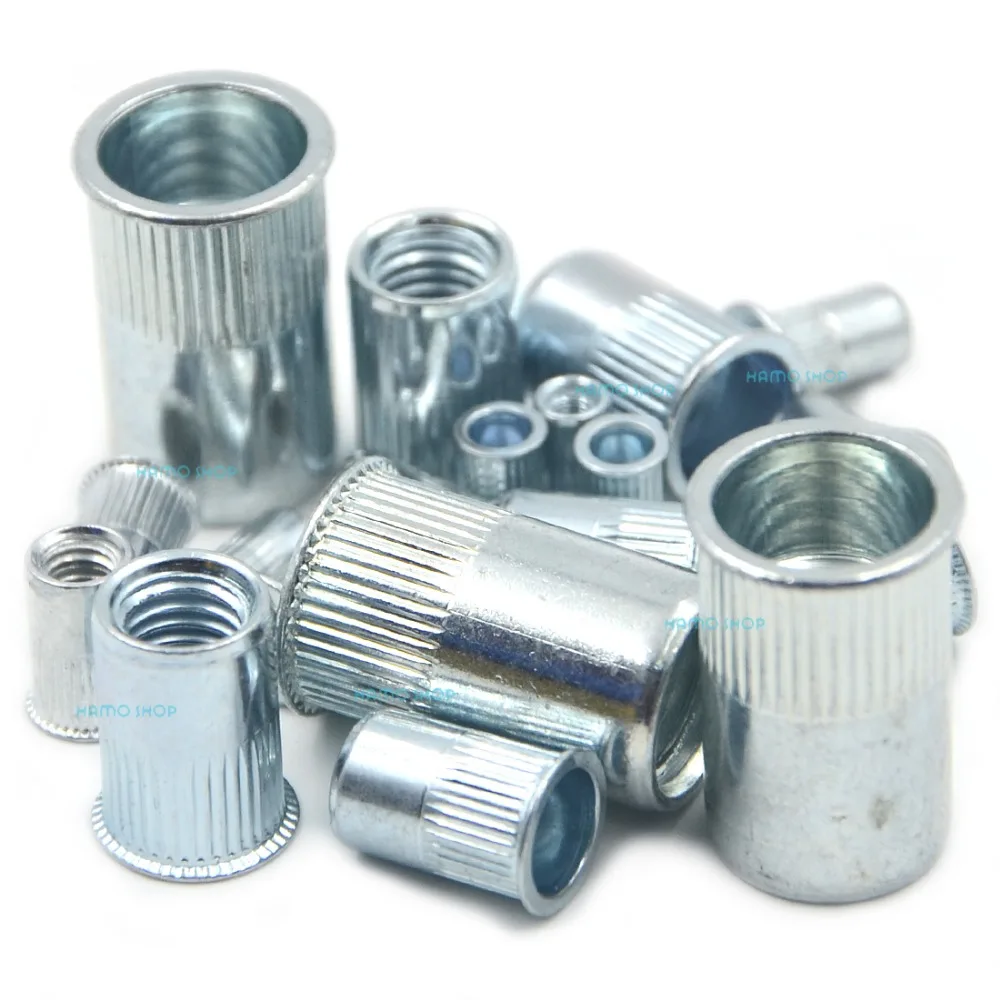 

5 Set Mix 6 Sizes Rivet Nut Normal Head Nutserts Blind Insert Rivnut Steel Threaded Multi (Total 30pcs)