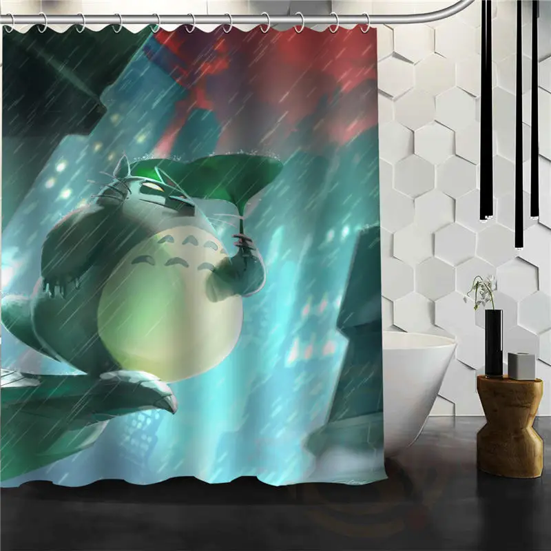 Hayao miyazaki мультфильм аниме Тоторо занавеска для душа классический узор на заказ ванная комната занавеска ткань полиэстер красивая занавеска s - Цвет: Светло-серый
