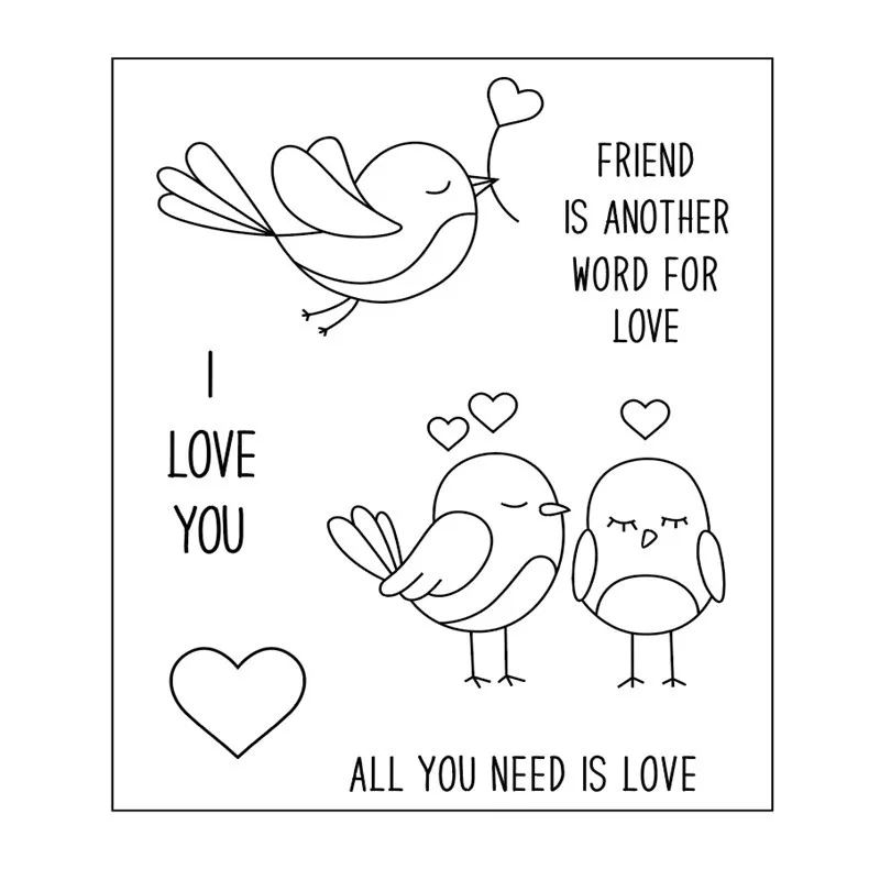 

10*8Characters Cute bird rubber stamp Transparent Clear Stamps Silicone Seals for DIY scrapbooking photo album Card Making