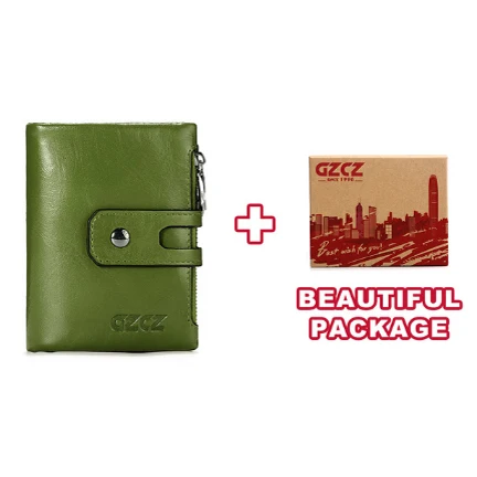 GZCZ кошелек для мужчин из натуральной кожи для мужчин Walet держатель для карт кошелек для монет маленький кошелек мужской клатч на молнии Portomonee зажим для денег сумка - Цвет: Green-Box