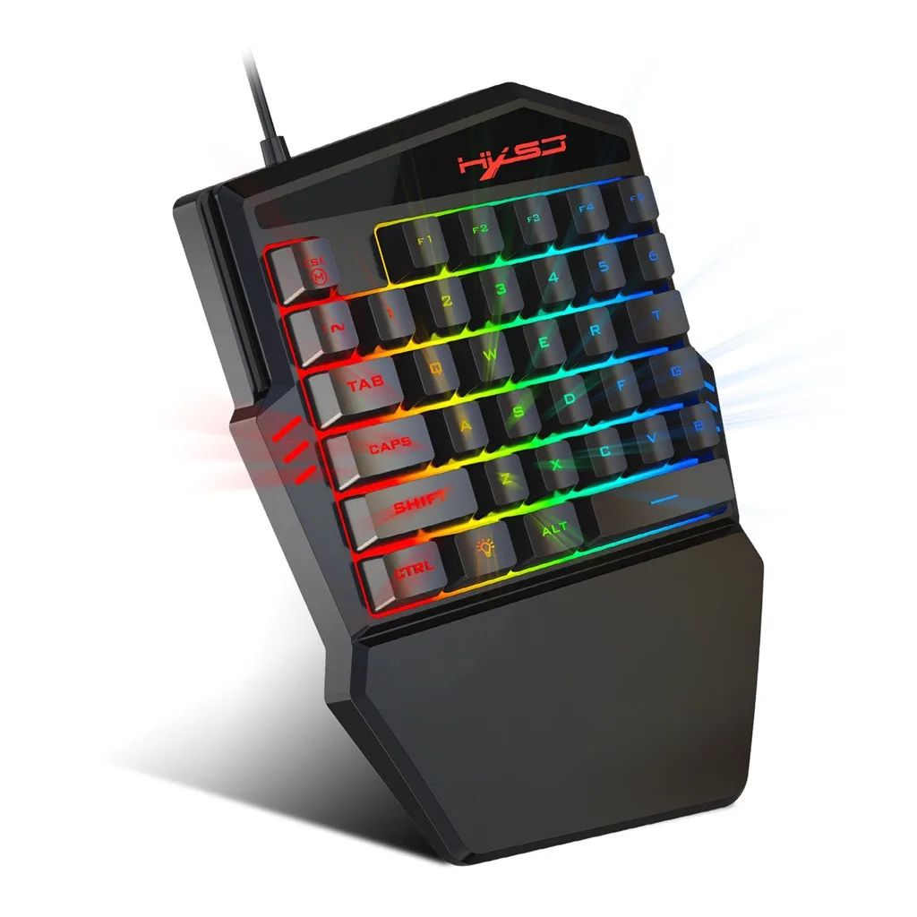 VOBERRY применим к HXSJ V100 эргономичная многоцветная подсветка Одноручная игровая клавиатура Laptopfor механическая клавиатура