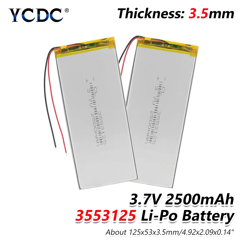 

1/2/4 Pcs/lot 2019 High Quality 2500mAh 3.7v Safe Charging Li Ion Polymer Rechargeable 3553125 Tablet Power Bank Bateria Replace