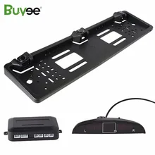 Buyee Car Parking Sensor System Reversing Radar detector kit for EU License Plate Rear Number frame 3 Sensors with Alarm display eu european license number plate frame 3 reversing reverse parking sensor backup radar kit number parking system