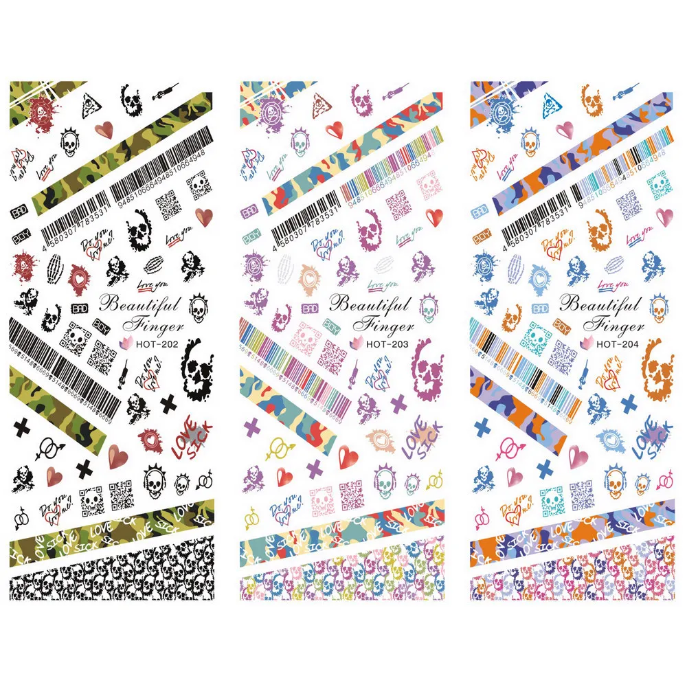 

3 PACKS / LOT MOSAIC HALLOWEEN GHOST SKULL NAIL TATTOOS STICKER WATER TRANSFER DECAL NAIL ART HOT202-204