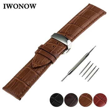 

Genuine Leather Watch Band 20mm 22mm 24mm for Diesel Stainless Butterfly Buckle Strap Wrist Belt Bracelet + Spring Bar + Tool