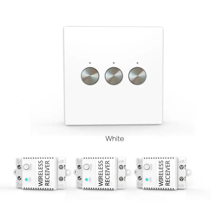 QIACHIP 3CH Wireless Switch Kit Light RF 433MHz Switch 100ft Remote Control Wall Light Switch Crystal Glass Panel Smart Home qiachip 433mhz 86 wall switch 2 button remote control switch wireless transmitter switch room for smart home lamp light led bulb