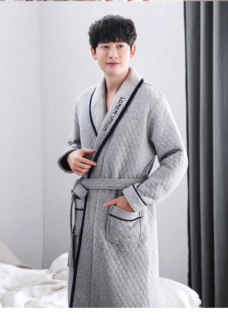 Couple pajamas winter cotton jacket long-sleeved men's casual robe home service womens robe night robe cotton robe bathrobe