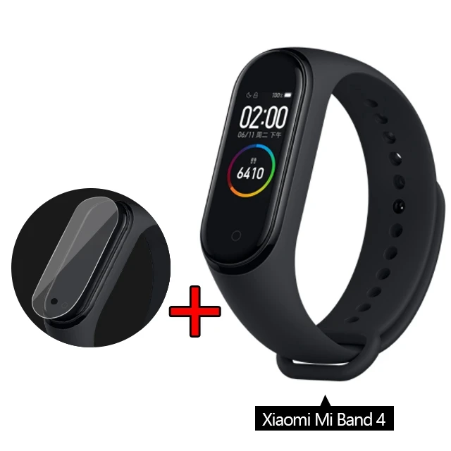 Xiaomi mi Band 4 Smart AMOLED цветной экран браслет пульсометр фитнес Bluetooth 5,0 50MSwim mi ng водонепроницаемый mi Band 4 - Цвет: Band 4 add Film