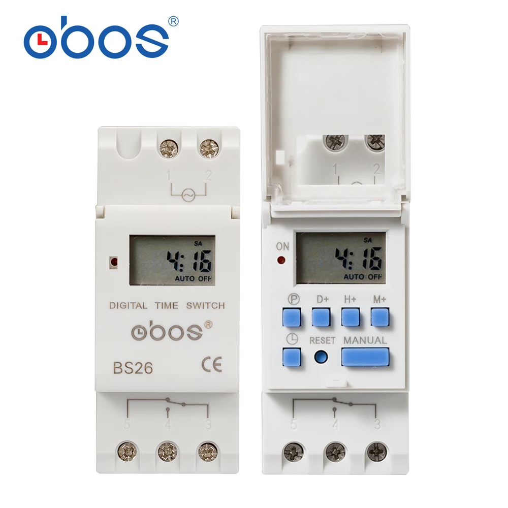 Best-selling 7-day programmable digital time switch relay timer control AC 220V 240V 110V DC12V 24V 16A DIN rail mounting BS26