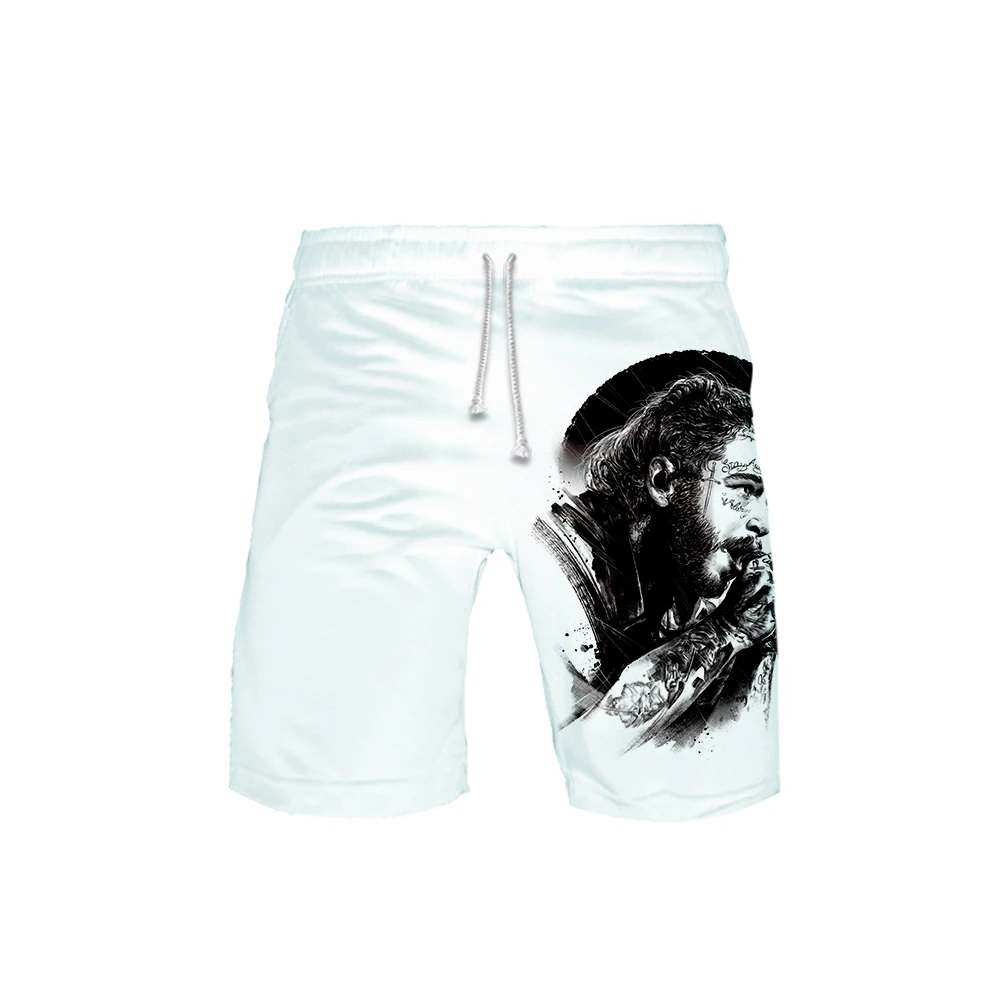 Post Malone Boardshorts 3D Printing Quick Dry Beach Shorts for Mens White