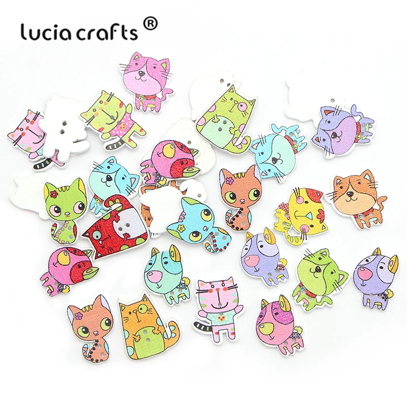 Lucia crafts деревянные Мультяшные пуговицы Animal аксессуары для шитья одежды с 2