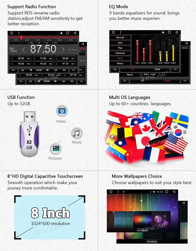 Cheap 8"Android 6.0 Car DVD Player Quad-core Univesal Unit for Volkswagen with Wifi/3G/4G internet Support OBD2 function ,Bluetoot 1