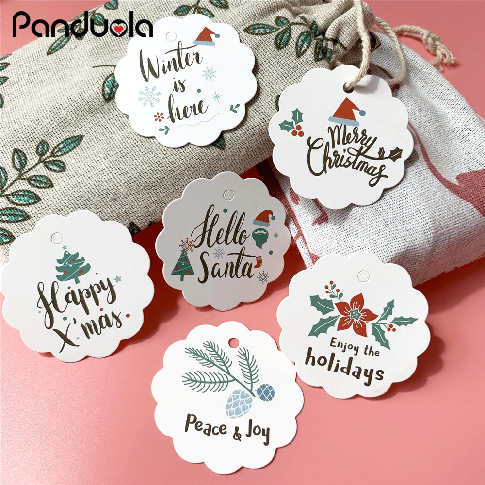 

50PCS christmas gifts Paper Tags DIY Craft Label For Christmas Party Note Hang Tag Kids Gift Wrapping Supplie christmas decor