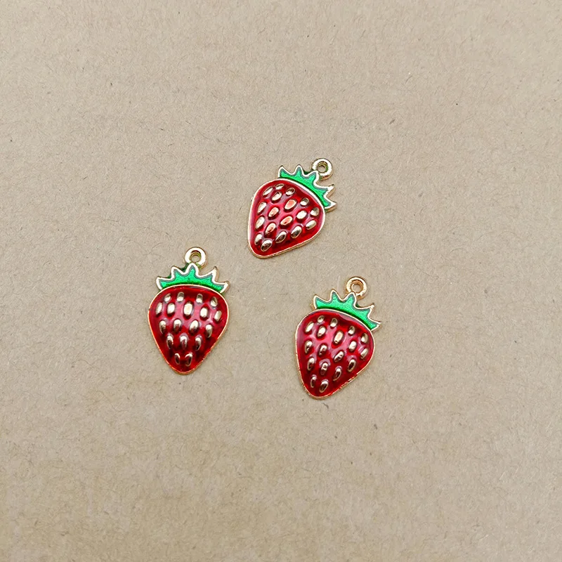 10 шт./лот милые фрукты Клубника Эмаль Подвески капли масла металлические
