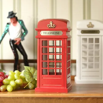 

Vintage Wooden Telephone Booth Piggy Bank Home Decoration 22*10CM
