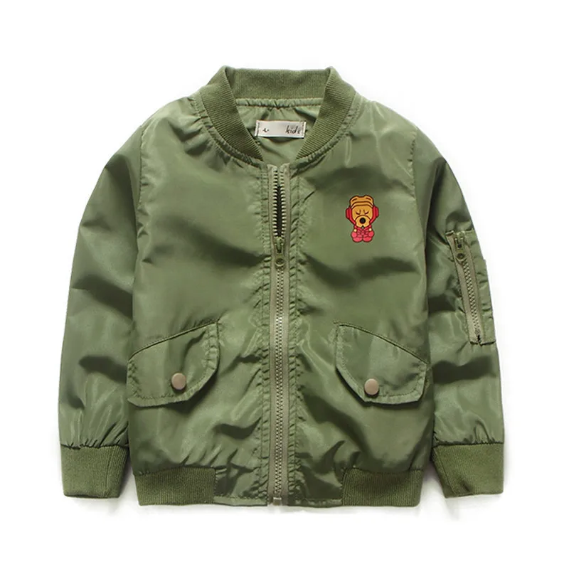 

2017NEW Spring Autumn  Brand Children Jacket  Cartoon Windbreaker Kid Coat  Amy Green Bomber boy Clothing Windcoat 2-7years old