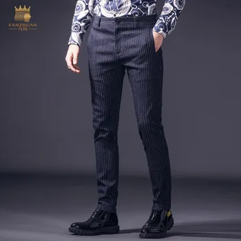 

Fanzhuan free shipping new casual 2018 man male MEN'S man spring elastic striped pants Imitation denim business trousers 818015