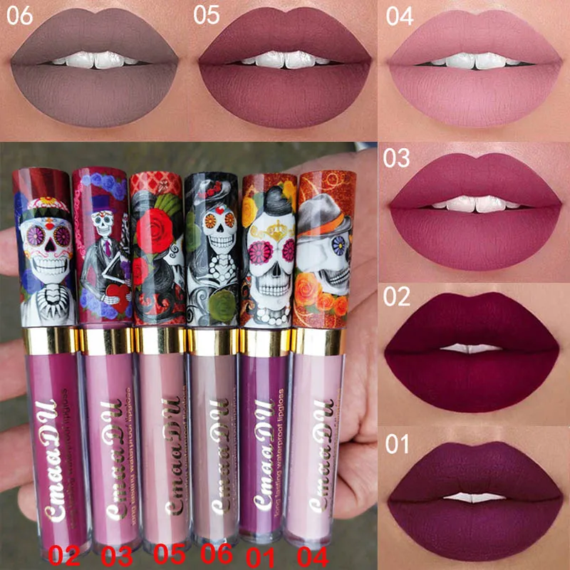 

Cmaadu6 Colors Matte Lipstick Liquid Waterproof Velvet Lipstick Makeup Nude Lip Gloss Tattoo Women Beauty Cosmetic Kit