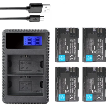 

4Pcs 1865mAh LP-E6 LPE6 LP E6 Camera Battery + LCD Dual Charger For Canon 5D Mark II/III 6D 7D 60D 60Da 70D DSLR EOS 5DS Camera