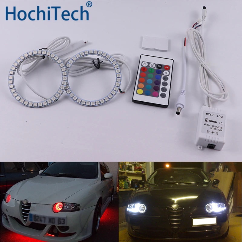 

Для Alfa Romeo 147 2000 2001 2002 2003 2004 галогенные лампы головного светильник Многоцветный комплект светодиодов «глаза ангела» RGB гало кольца Дневной светильник дневные ходовые огни