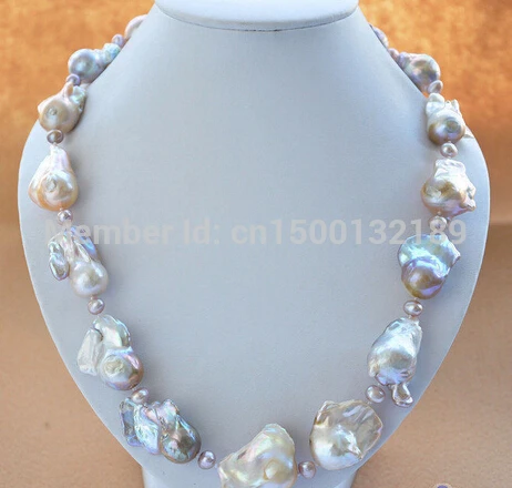 

j0039 HUGE PINK LAVENDER BAROQUE KESHI REBORN PEARL NECKLACE (A0511)
