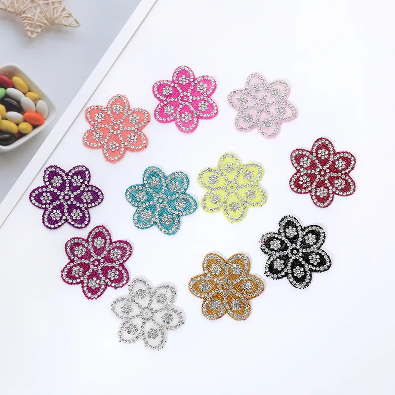 

Diamond Rhinestone Patch Creative Flower Rhinestone Cloth Clothing Accessories Bag Clothing Hot Map Stickers Diy Patch Cute