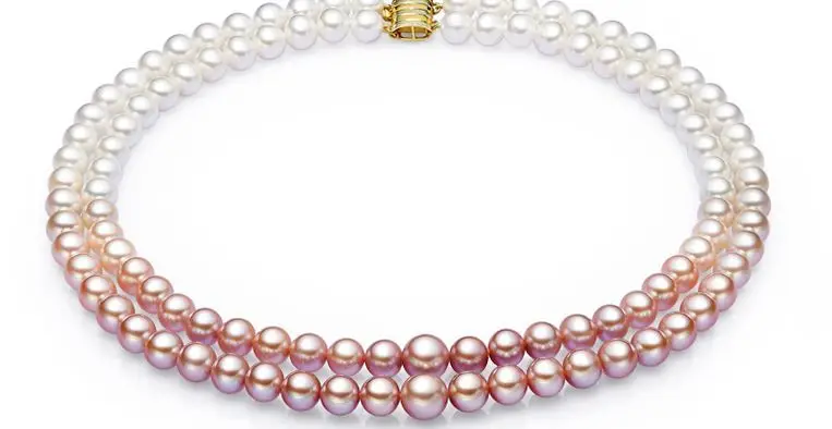 

double strands 9-10mm south sea natural round white pink pearl necklace 18