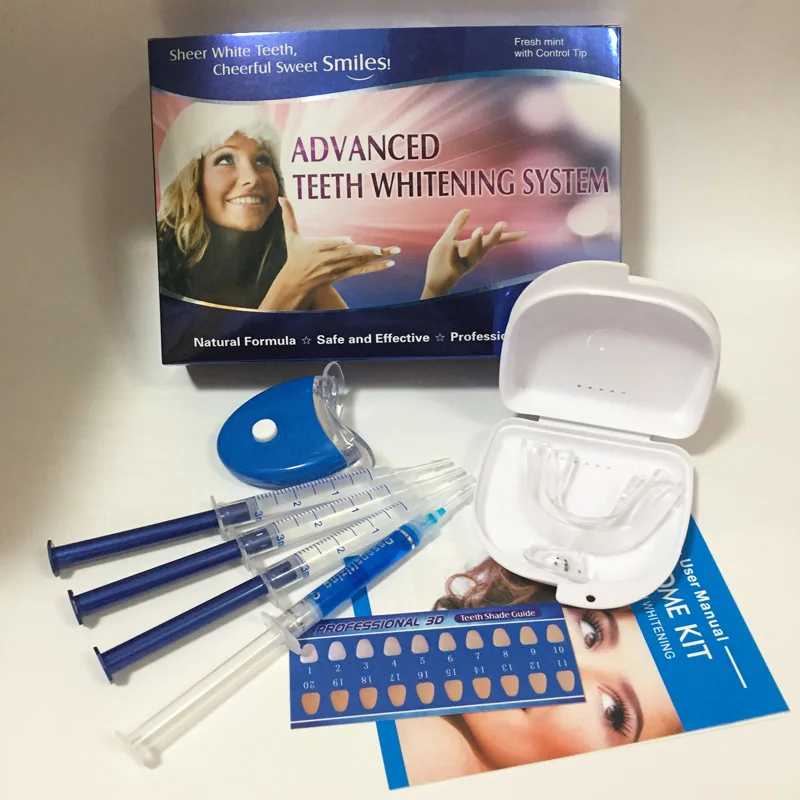 

Teeth Whitening Kit With 4 Gel 2 Strips 1 Light 1 Box Tooth Whitener Bleach Bright White 3D Oral Hygiene Dental Care Bleaching
