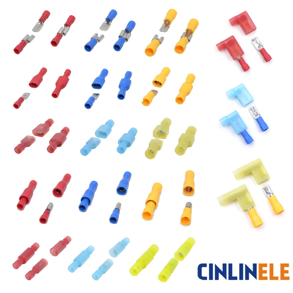 100Pieces 50Set Bullet Flag Wire electrical Connector Male Female Crimp