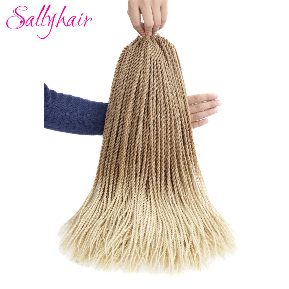 Sallyhair тонкие Senegalese вязаный крючком Твист косы 30 пряди/Упаковка 1 упак. 14 дюймов 18 дюймов блондинка цвет Ombre синтетическое плетение волос - изображение