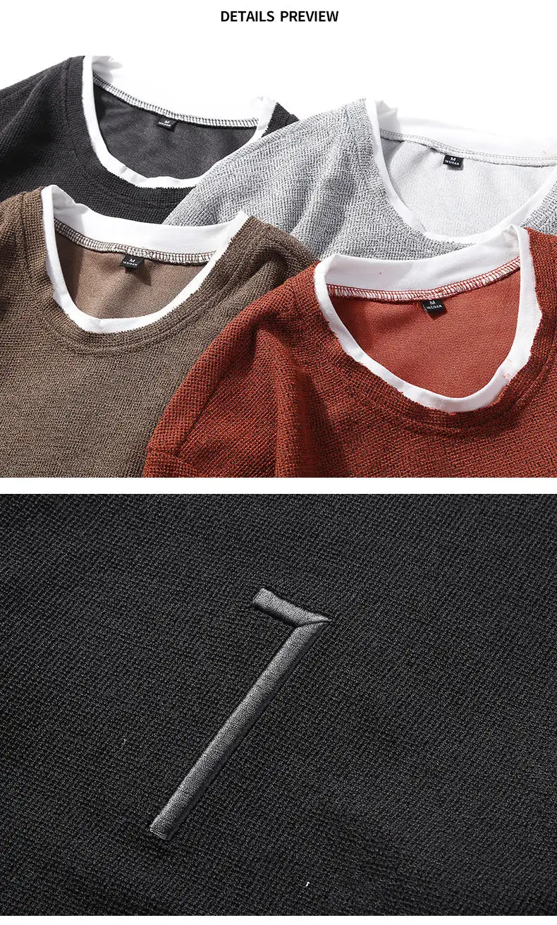 False Two-pieces Sweatshirts Male Solid Hoody Hoodies Men Simple Pattern Autumn Spring Winter Streetwears 2019 Brand New Fashion 10