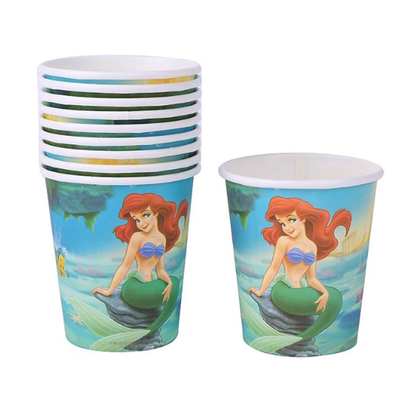 10 pcs/lot Cute Little Mermaid theme paper cup cups tableware for kids
