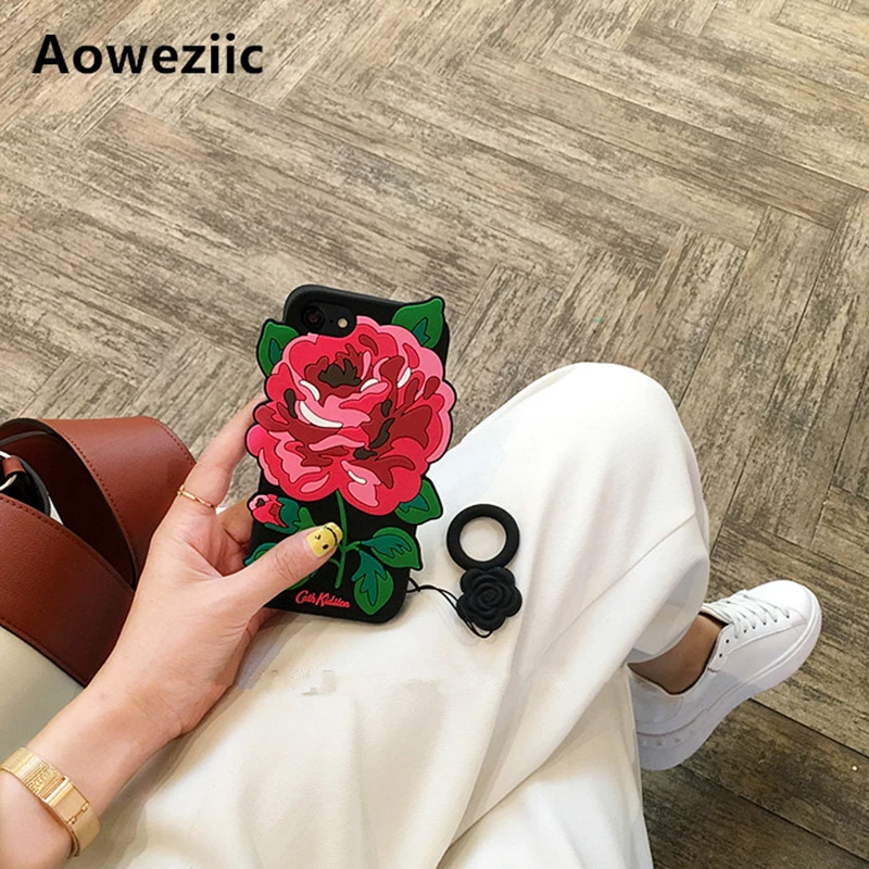 

Aoweziic Holiday wind rose For iphone 6s plus mobile phone case 7plus 8Plus X XS MAX XR silicone case 6s soft shell tide woman