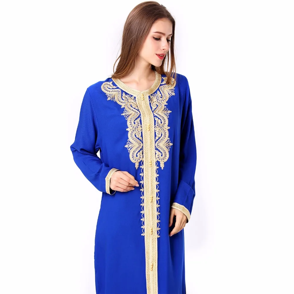 Женское платье макси с длинным рукавом, длинное винтажное платье, плюс размер, вышивка, марокканский кафтан, Исламская одежда, мусульманское платье, платье в пол