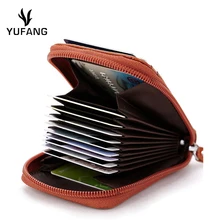 Yufang Мужская и женская натуральная коровья кожа держатель для карт расширяемая Кредитная карта и id держатель сумка кошелек модный карман для карт мини кошелек