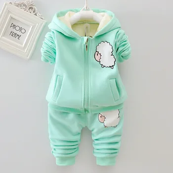 

Children Baby Girls Clothes Autumn Winter Cartoon Infant Thicken Velvet Coat Pants Sets Toddler Clothing Kids Tracksuit