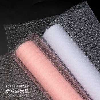 

50CM*5Yard New Florist Wrapping Mesh Flowers Gift Packaging Craft Kraft Paper Star DIY Bouquet Supplies Decor Party Home