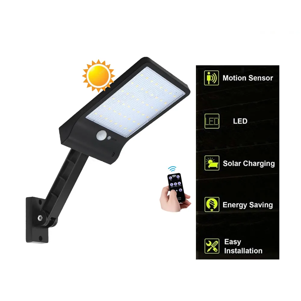 

remote control rotate bracket solar street light 48 LED Solar Light Three Modes Black White Waterproof Outdoor Garden Wall Fence