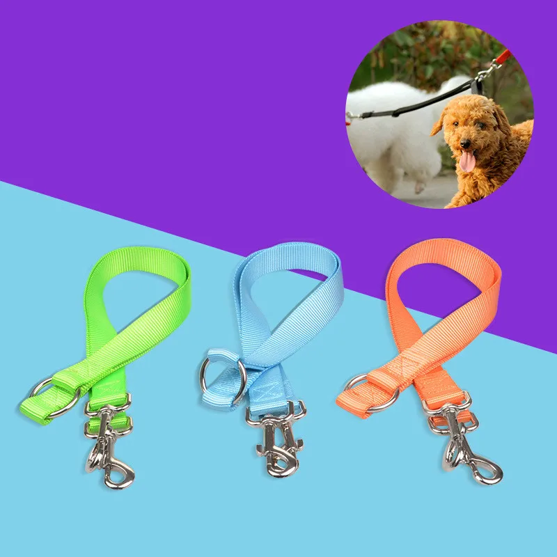 

Nylon + stainless steel Double - headed Small medium and large dog leash One drag two pet traction rope Dog chain lead leashes