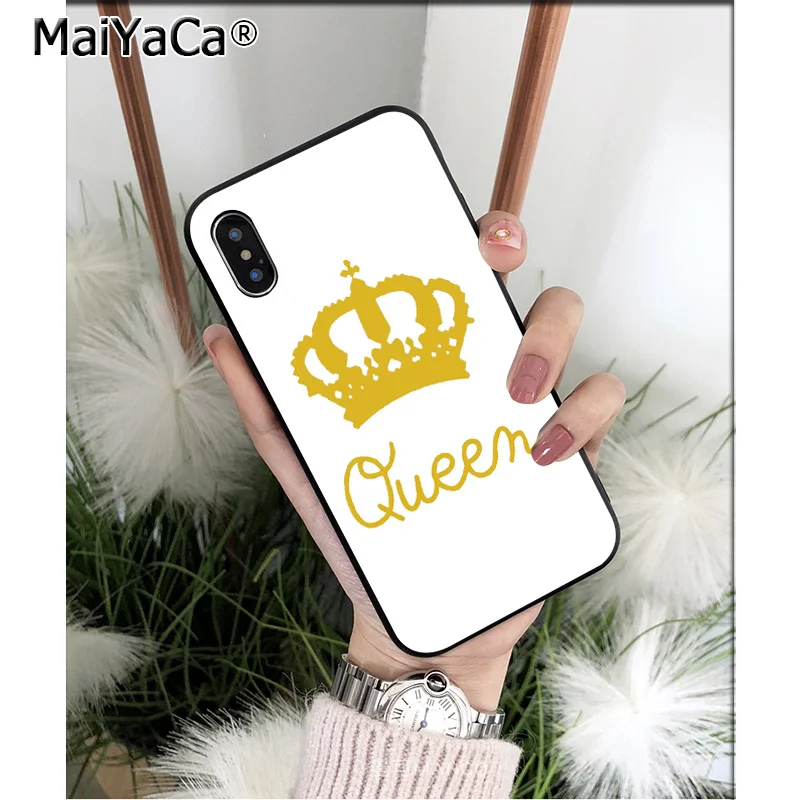 MaiYaCa Crown King queen высококачественный чехол для телефона для iPhone X XS MAX 6 6S 7 7plus 8 8Plus 5 5S XR