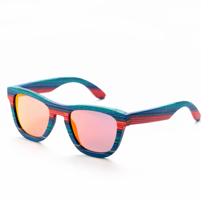 

Retro Handmade Blue Colored wooden frame sunglasses Polarized women men sun glasses Beach Anti-UV eyeglasses for Driving