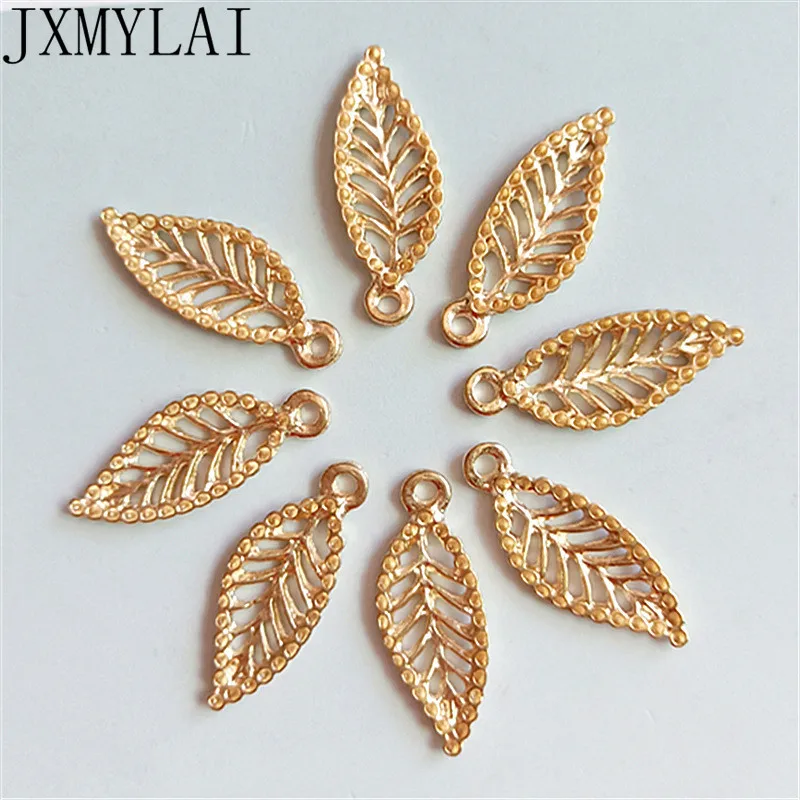 

20 PCS 26*10mm Fashion Metal Alloy KC Gold Leaves Pendant Connectors Charm For Jewelry Making