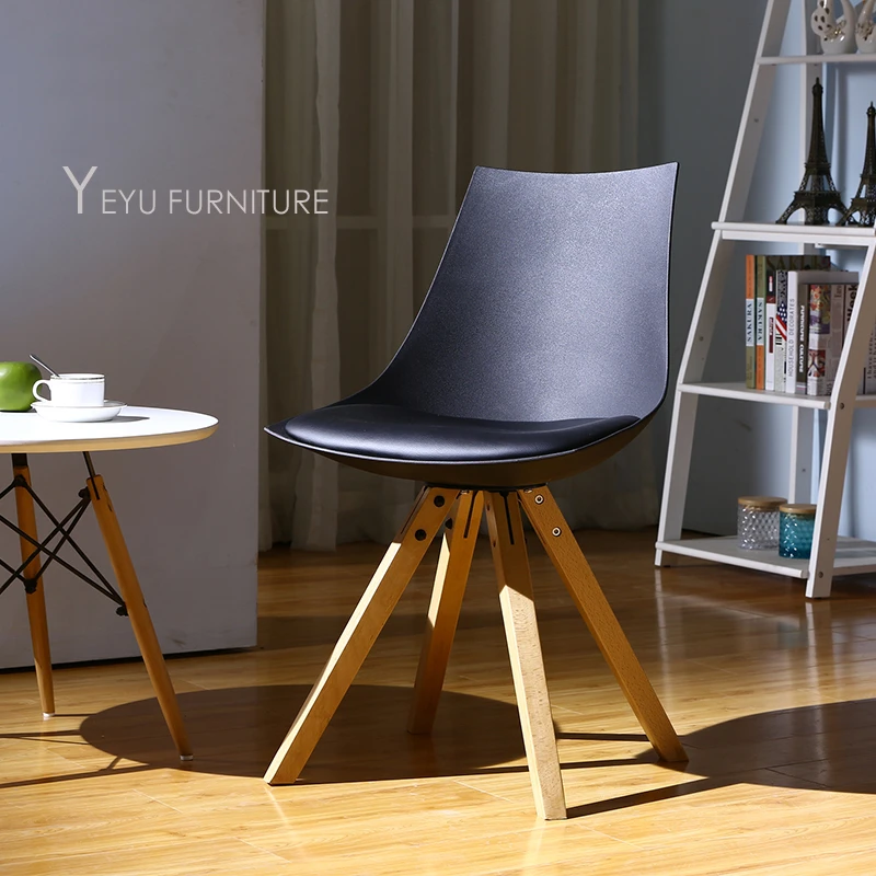Sedia Da Pranzo Minimalista Dal Design Moderno In Plastica E Legno Massello Con Cuscino Imbottito Design Semplice Sedia Da Studio Sedia Da Ufficio Per Computer Design Dining Chair Dining Chairdining Chairs Design Aliexpress