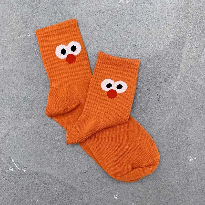 Orange SP& CITY, одноцветные, Мультяшные, с рисунком глаз, женские, забавные носки, хлопок, милые, Harajuku, короткие носки, цветные, кавайные, хипстерские, носки для скейтборда - Цвет: Orange