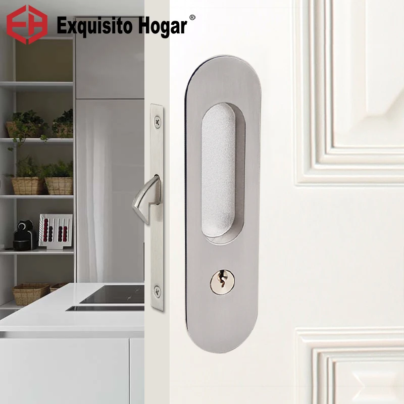 Stealth Door Lock Indoor Room Lock Push Pull Storehouse Cabinet Kitchen Toilet Invisible Door Hook Hardware With Keys afbeelding