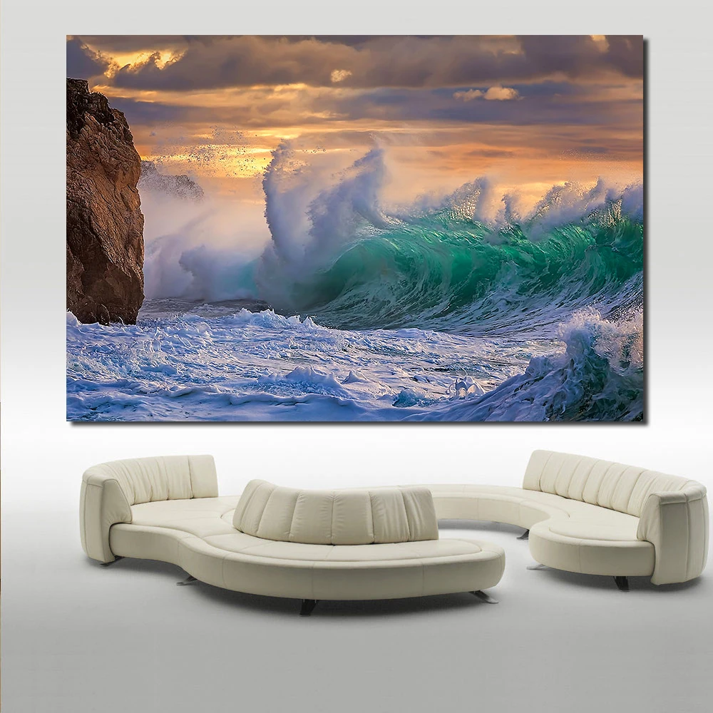 Q384C clouds of the storm waves rock Sea Sky -1