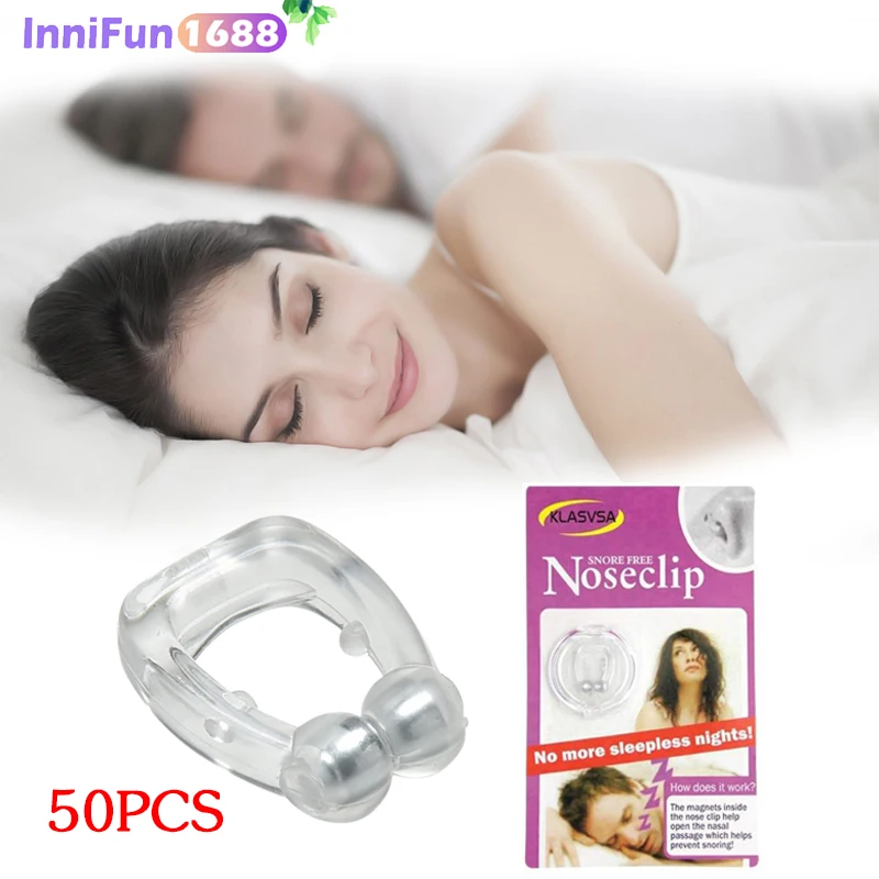 

50pcs Silicone Magnetic Anti Snore Stop Snoring Nose Clip Sleep Tray Sleeping Aid Apnea Guard Night Device with Case
