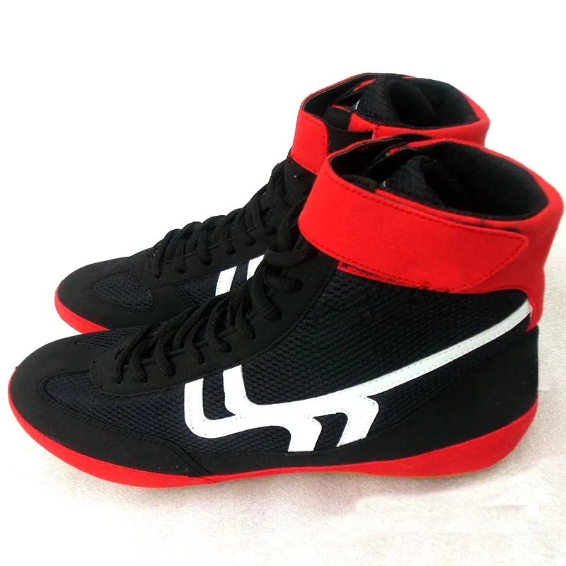 

Bull leather men Wrestling Shoes high boxing shoes Rubber outsole breathable pro wrestling gear for Men and women