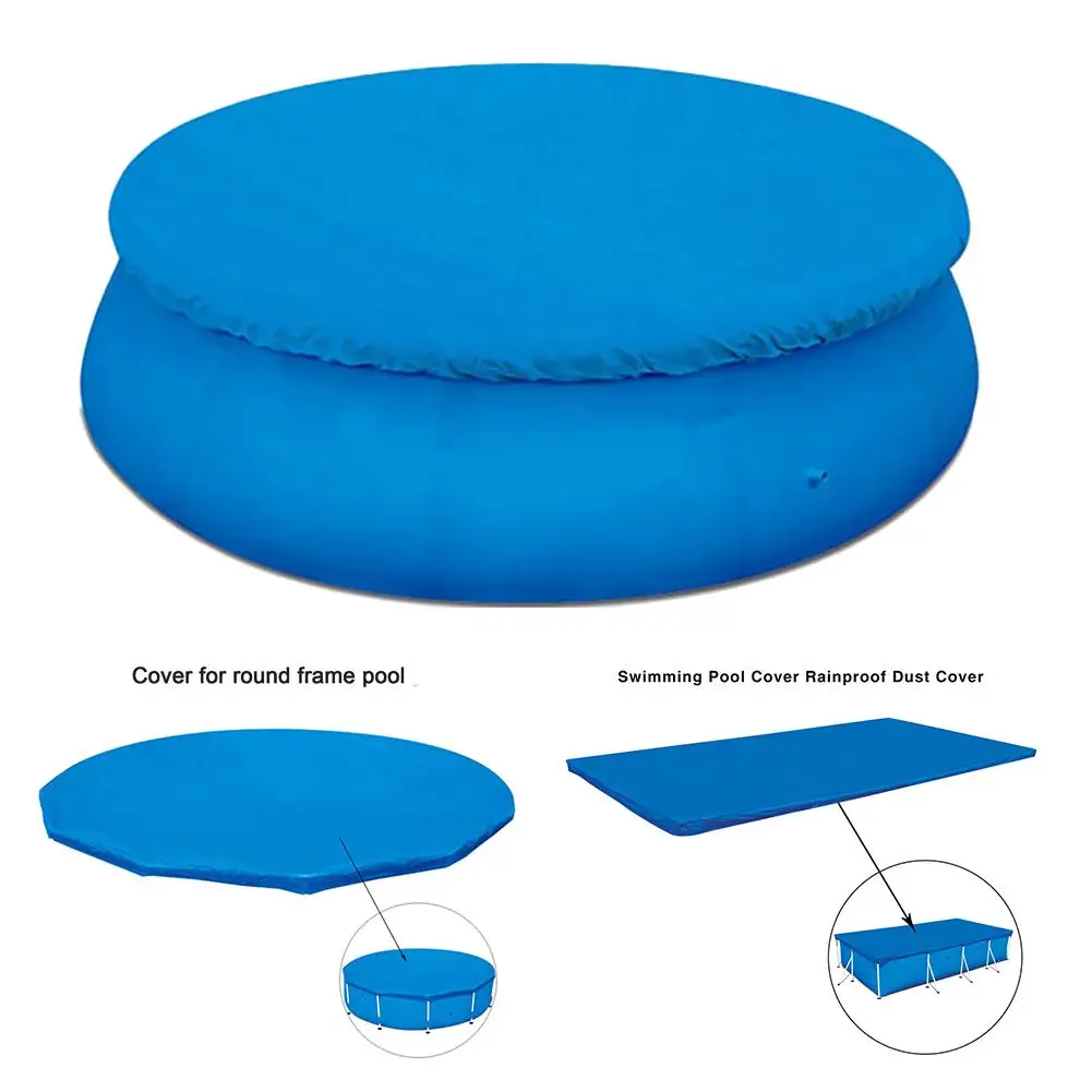 Blue Round Swimming Pool Cover Dust Rainproof Pool Cover Tarpaulin Durable For Family Garden Pools Swimming Pool& Accessories